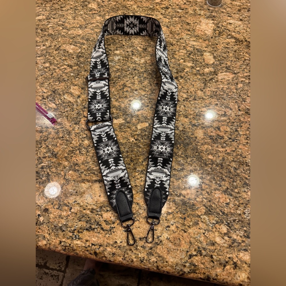 Replacement Bag Guitar Strap Aztec Black White Multicolor